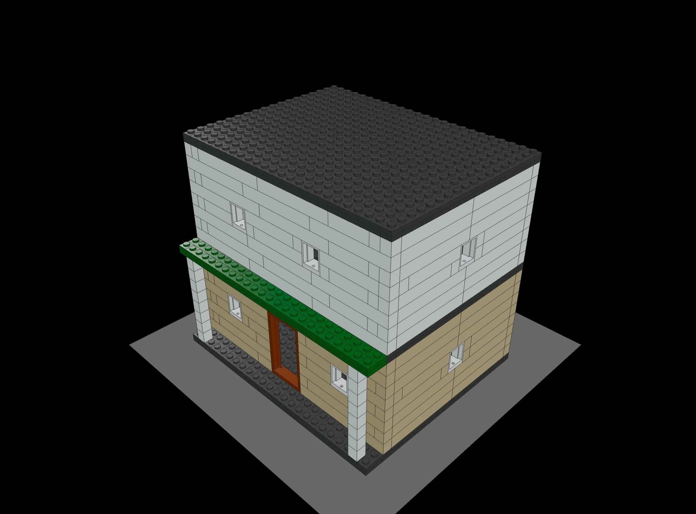 緑の日よけの街角カフェ