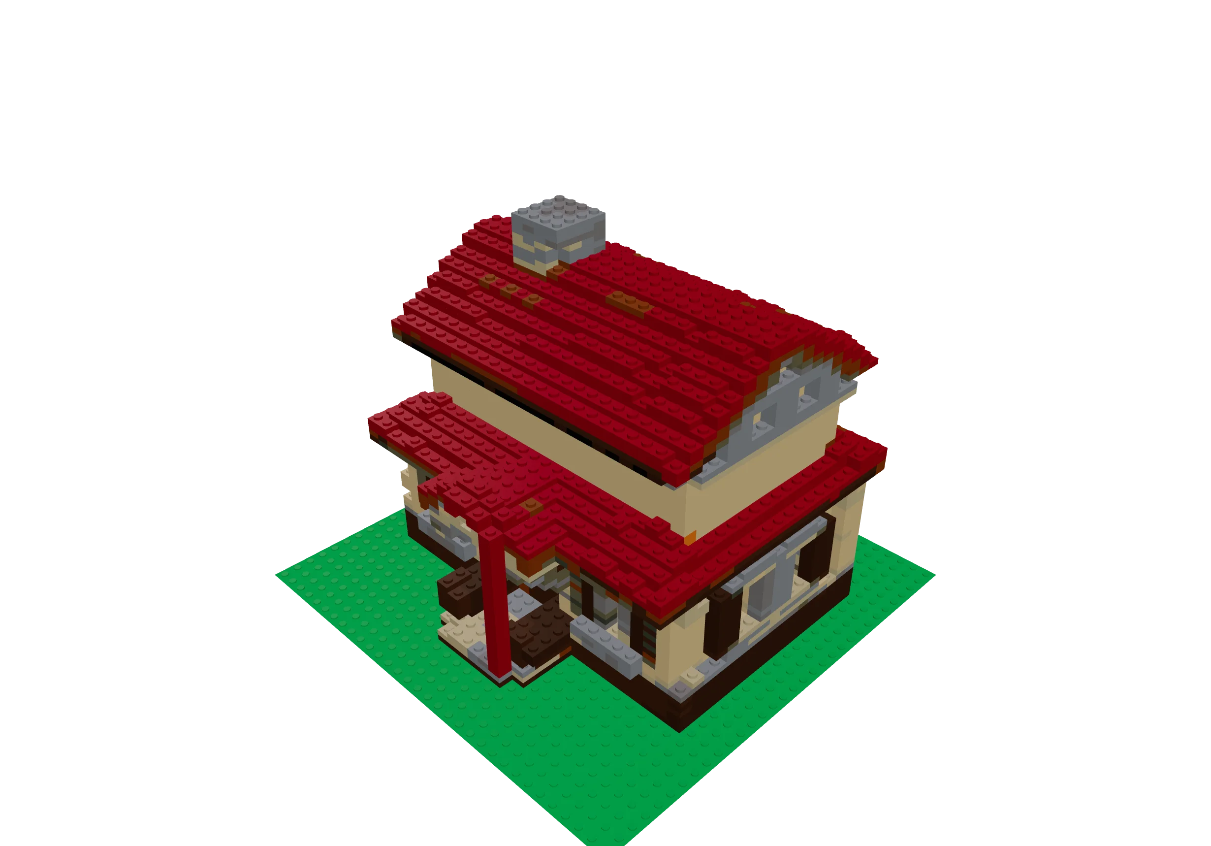 本番環境で生成した赤い屋根の家のブロック作品